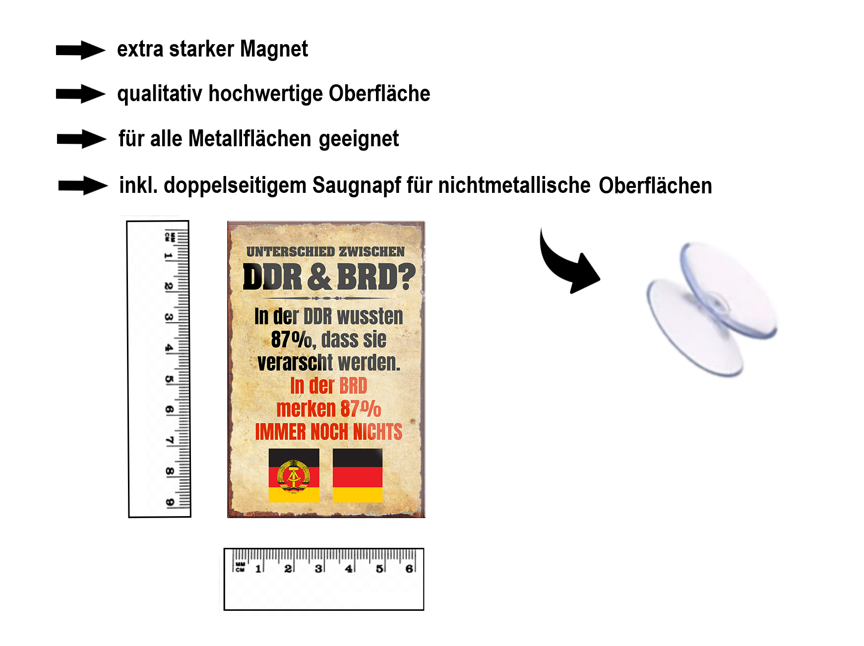 Magnet ''Unterschied zwischen DDR & BRD'' 9x6x0,3cm