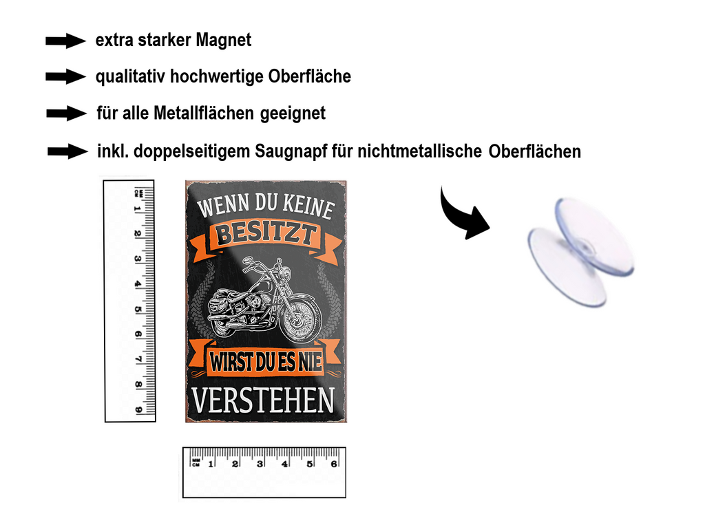 Magnet ''Wenn du keine besitzt Motorrad'' 9x6x0,3cm
