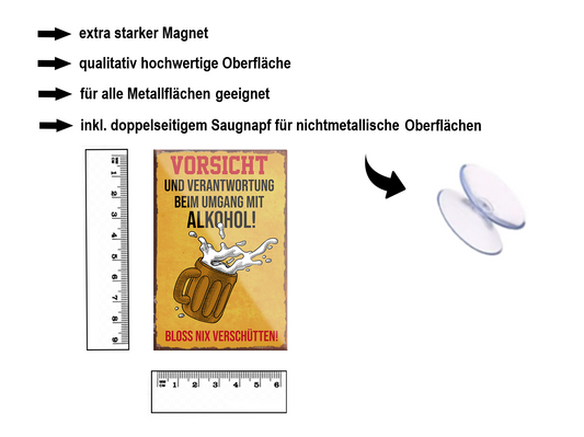 Magnet "Caution and responsibility when handling alcohol" 9x6x0.3cm