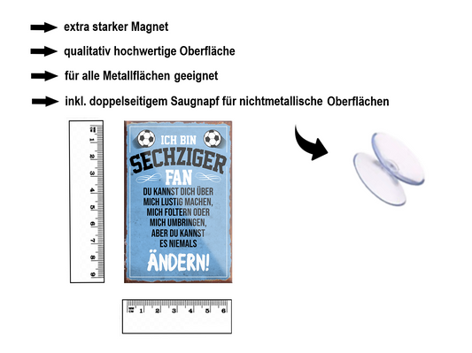 Magnet ''Sechziger Fan'' 9x6x0,3cm