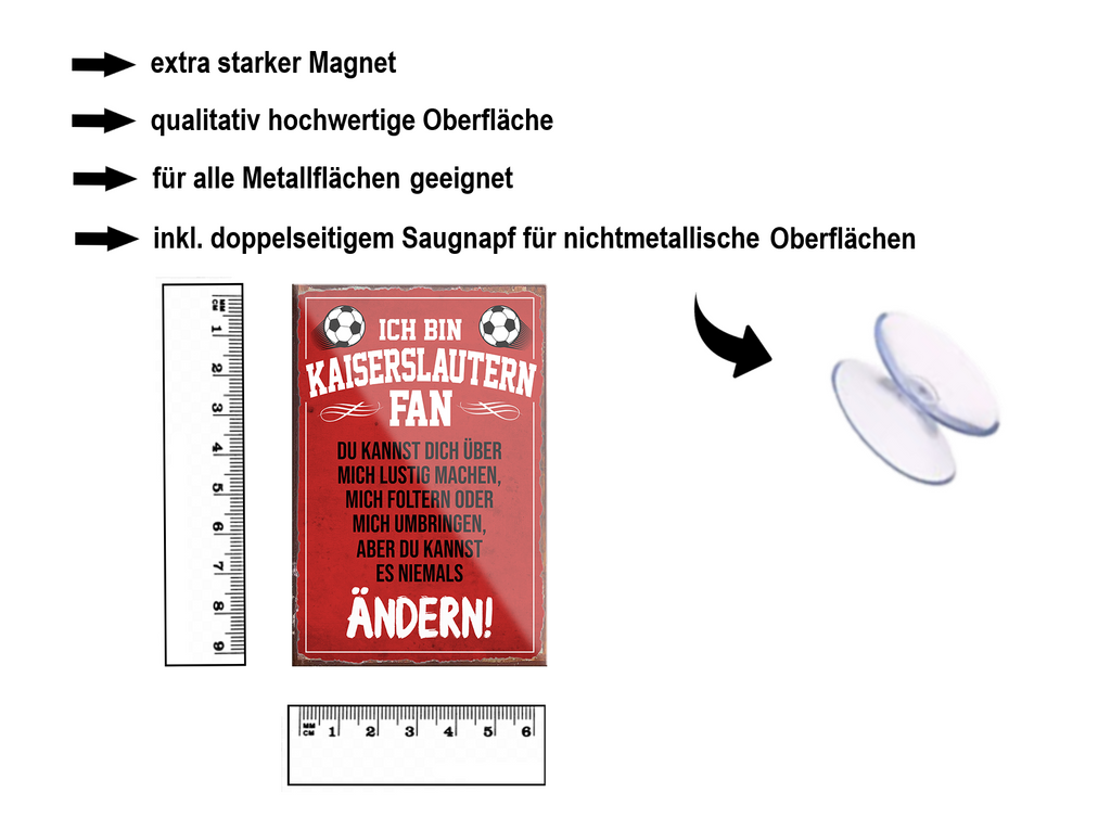 Magnet ''Kaiserslautern Fan'' 9x6x0,3cm