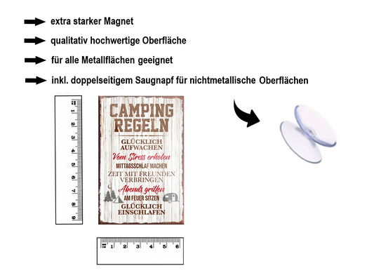 Magnet ''Camping rules wake up happy'' 9x6x0.3cm