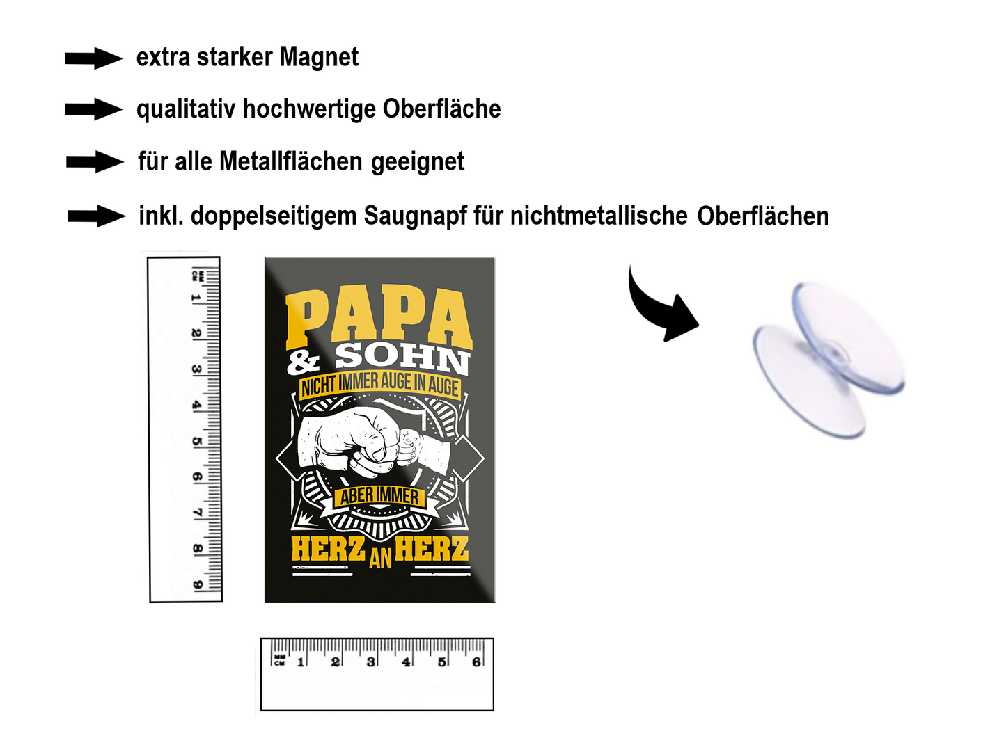 Magnet ''Papa & Sohn Herz an Herz'' 9x6x0,3cm
