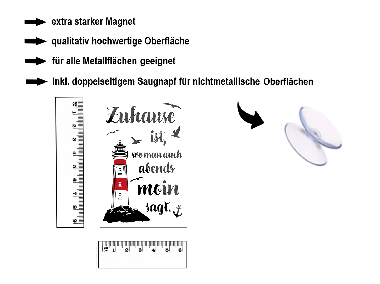 Magnet ''Zuhause ist, wo man auch abends Moin sagt'' 9x6x0,3cm