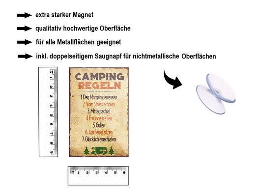 Magnet ''camping rules 1. enjoy the morning'' 9x6x0.3cm