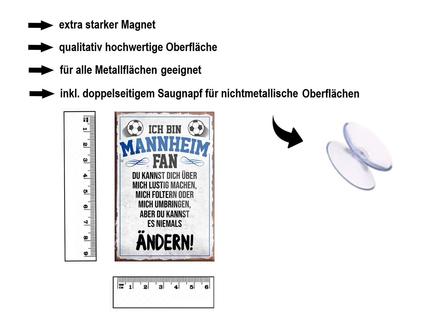 Magnet ''Mannheim Fan'' 9x6x0,3cm