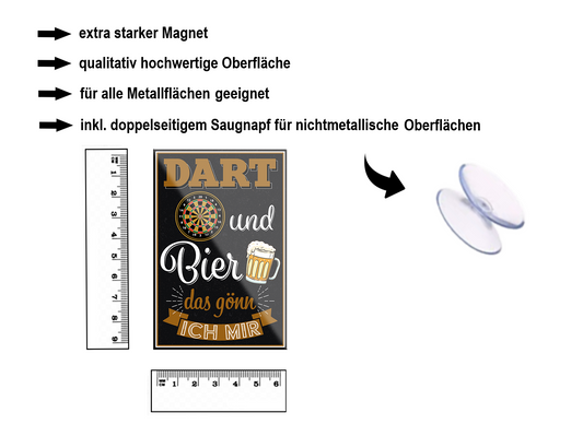 Magnet ''Dart & Bier (schwarz)'' 9x6x0,3cm