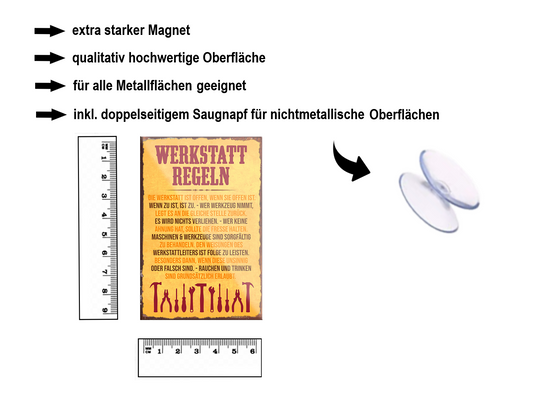 Magnet ''Werkstatt Regeln'' 9x6x0,3cm