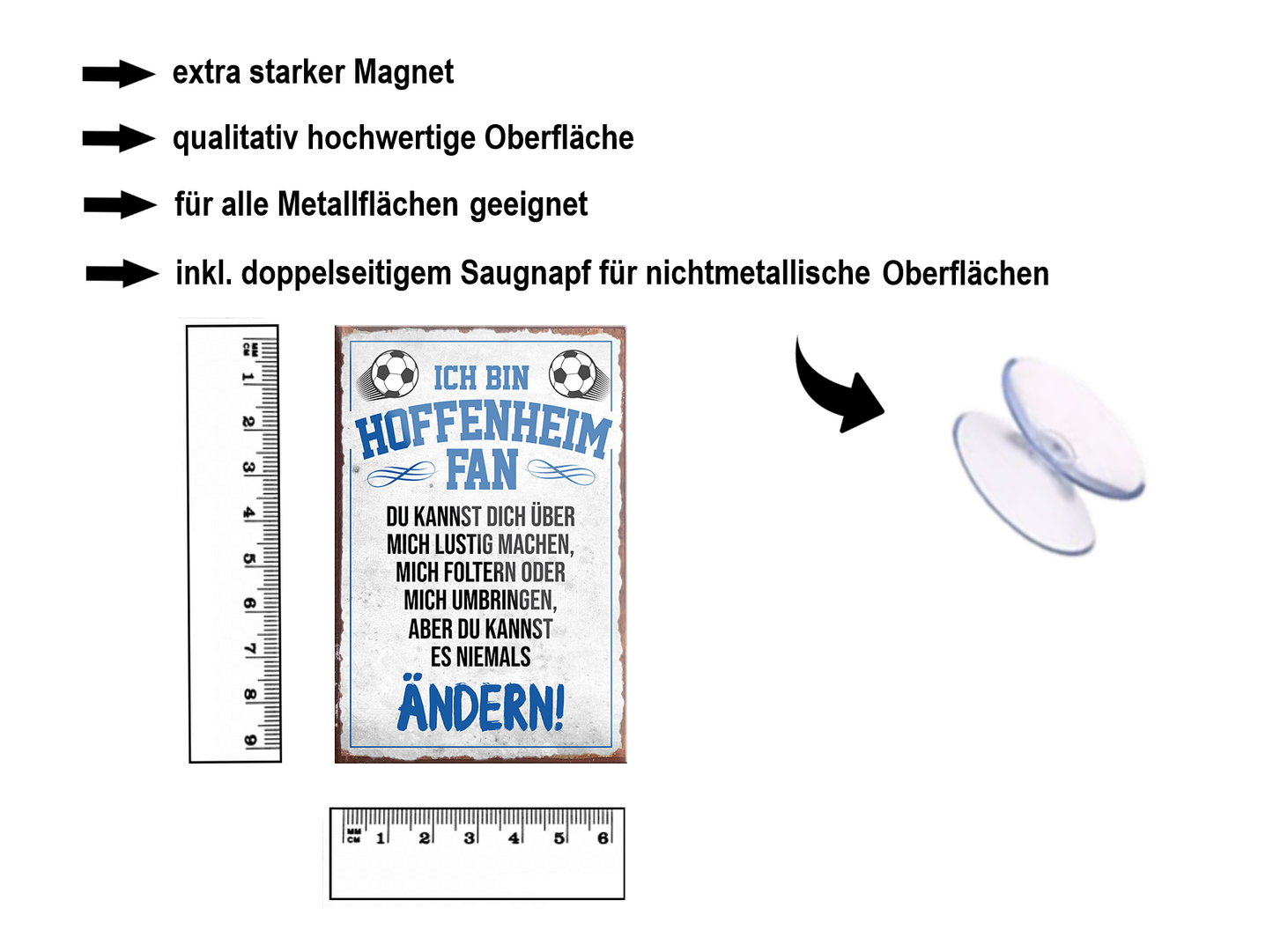 Magnet ''Hoffenheim Fan'' 9x6x0,3cm