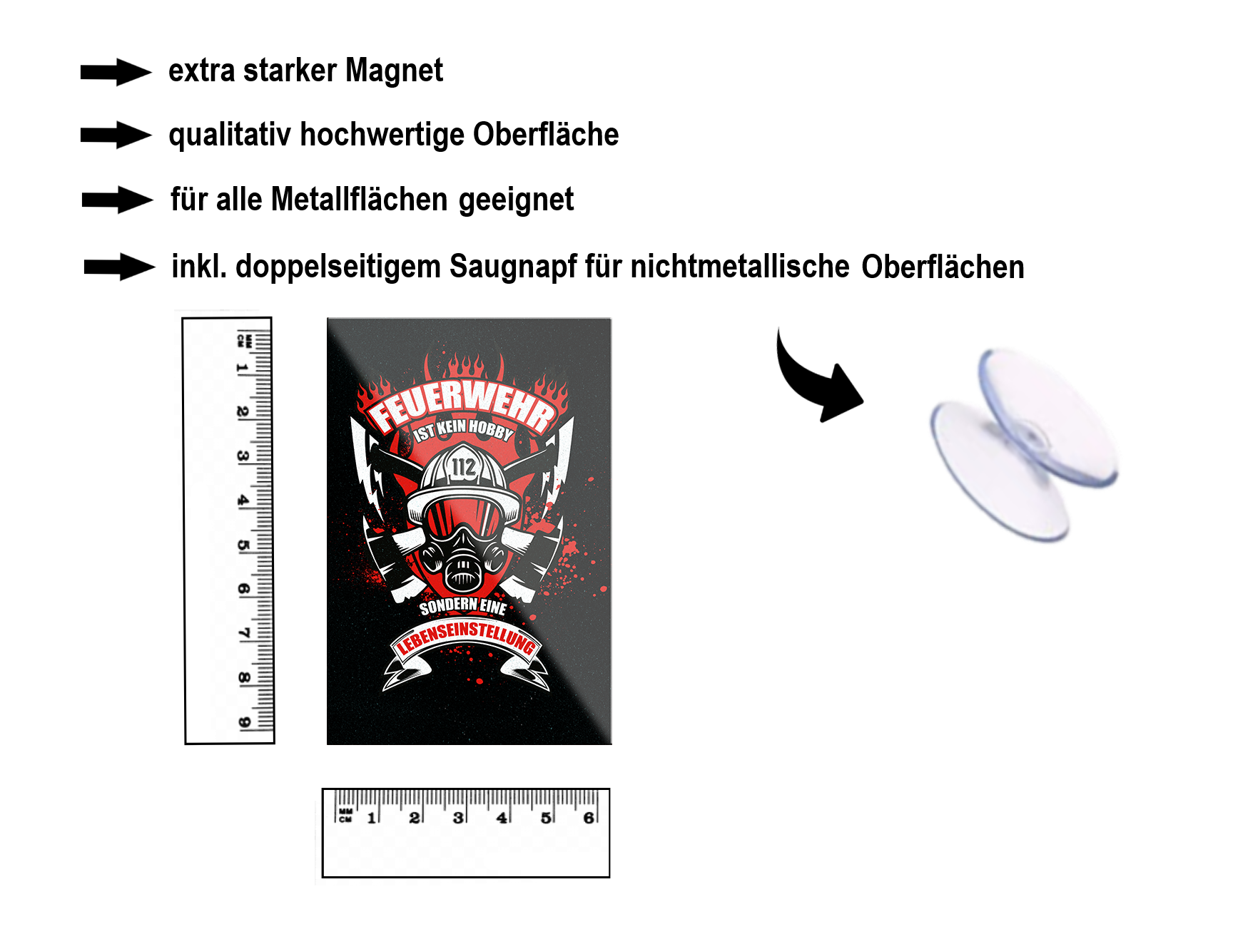 Magnet ''Feuerwehr ist kein Hobby Lebenseinstellung'' 9x6x0,3cm