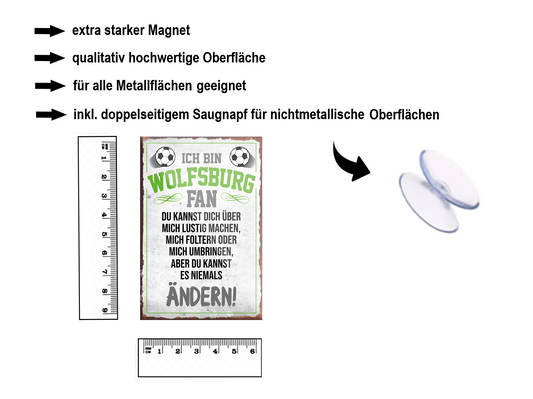 Magnet ''Wolfsburg Fan'' 9x6x0,3cm