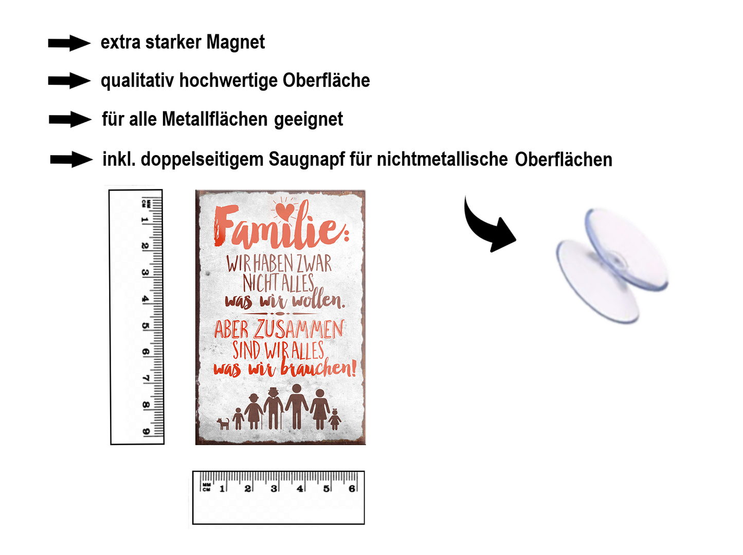 Magnet ''Familie Wir haben zwar nicht alles aber Zusammen'' 9x6x0,3cm