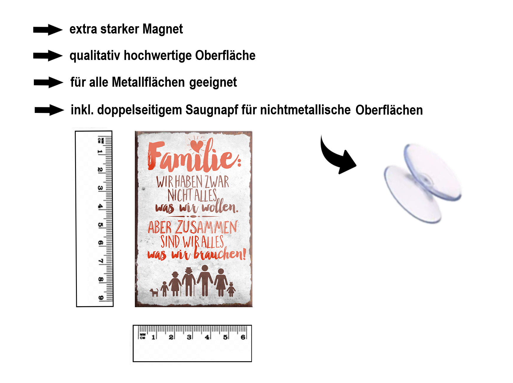 Magnet ''Familie Wir haben zwar nicht alles aber Zusammen'' 9x6x0,3cm