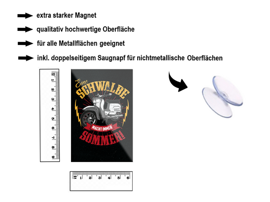 Magnet ''Eine Schwalbe macht immer Sommer'' 9x6x0,3cm