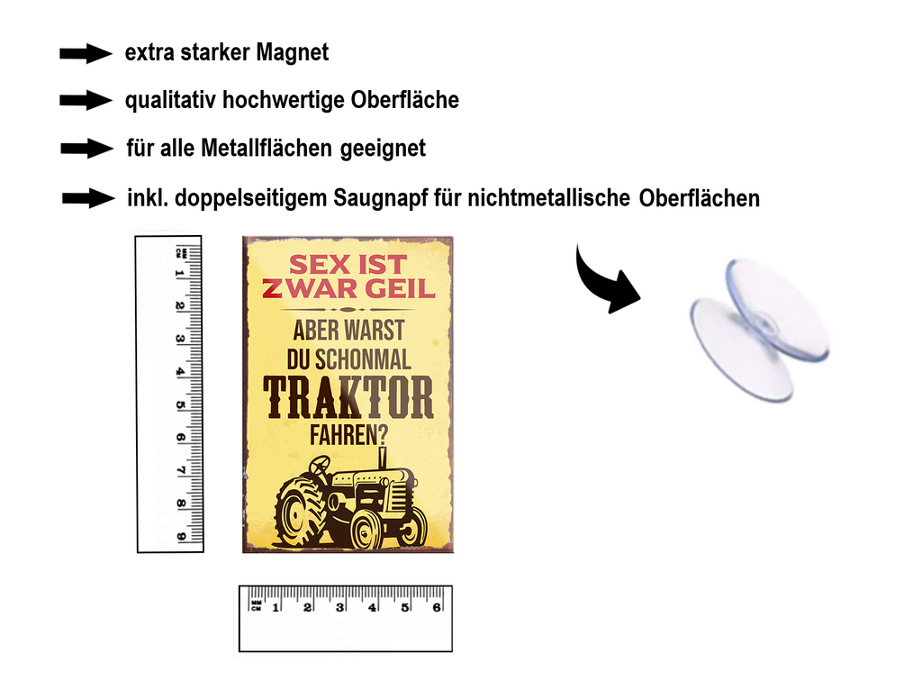 Magnet ''Sex ist geil Traktor fahren'' 9x6x0,3cm