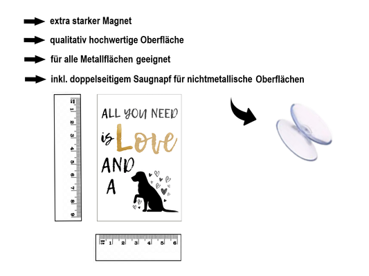 Magnet ''All you need is Love and a dog'' 9x6x0.3cm
