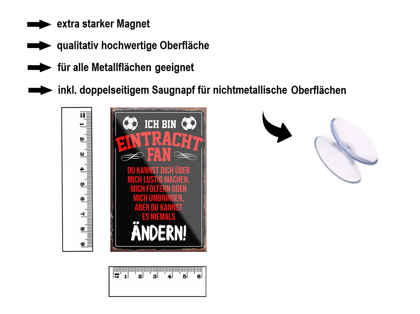 Magnet ''Eintracht Fan (roter text)'' 9x6x0,3cm