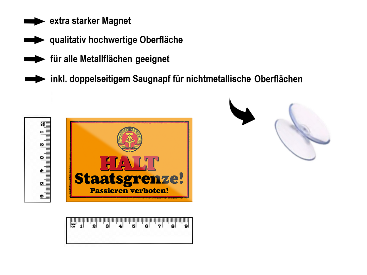 Magnet ''Halt Staatsgrenze'' 9x6x0,3cm