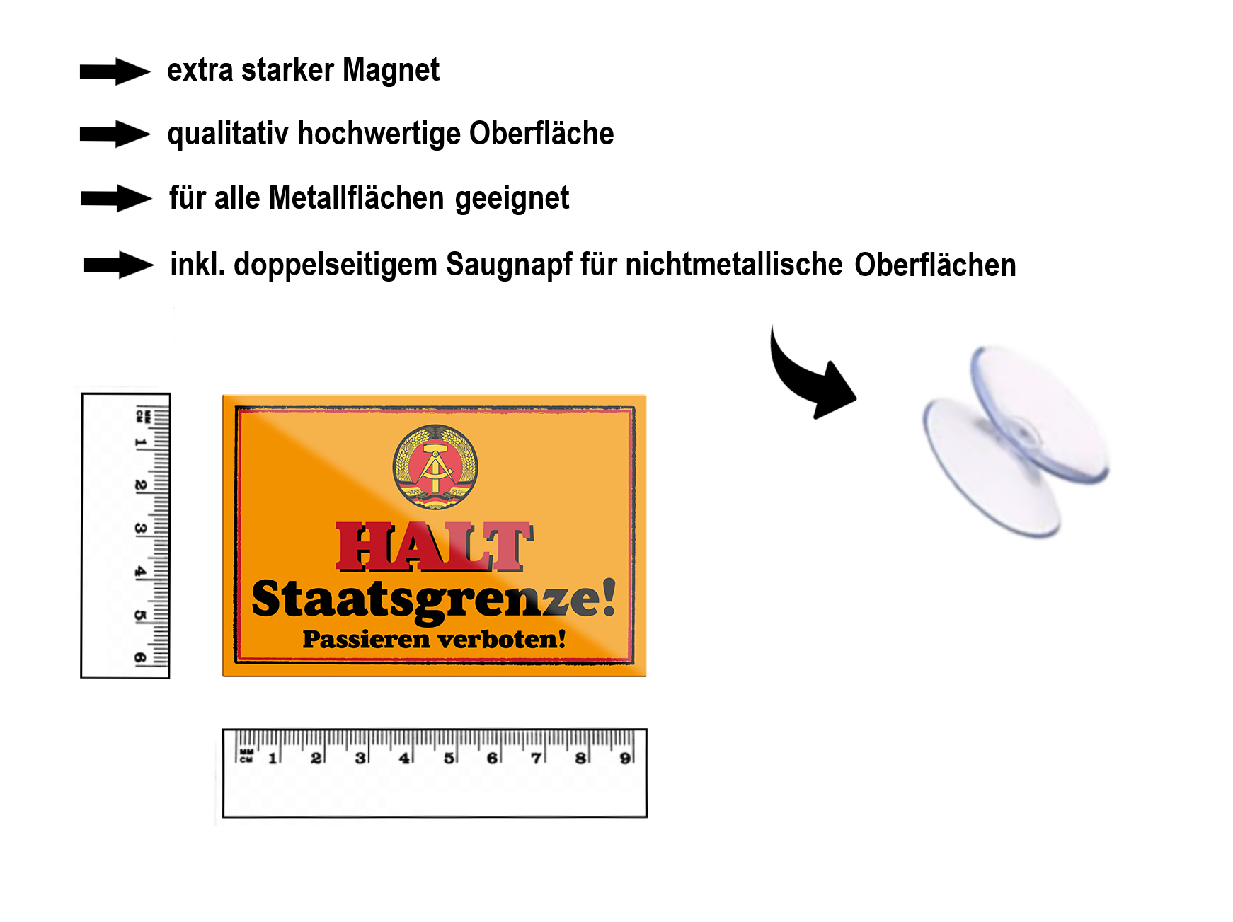 Magnet ''Halt Staatsgrenze'' 9x6x0,3cm