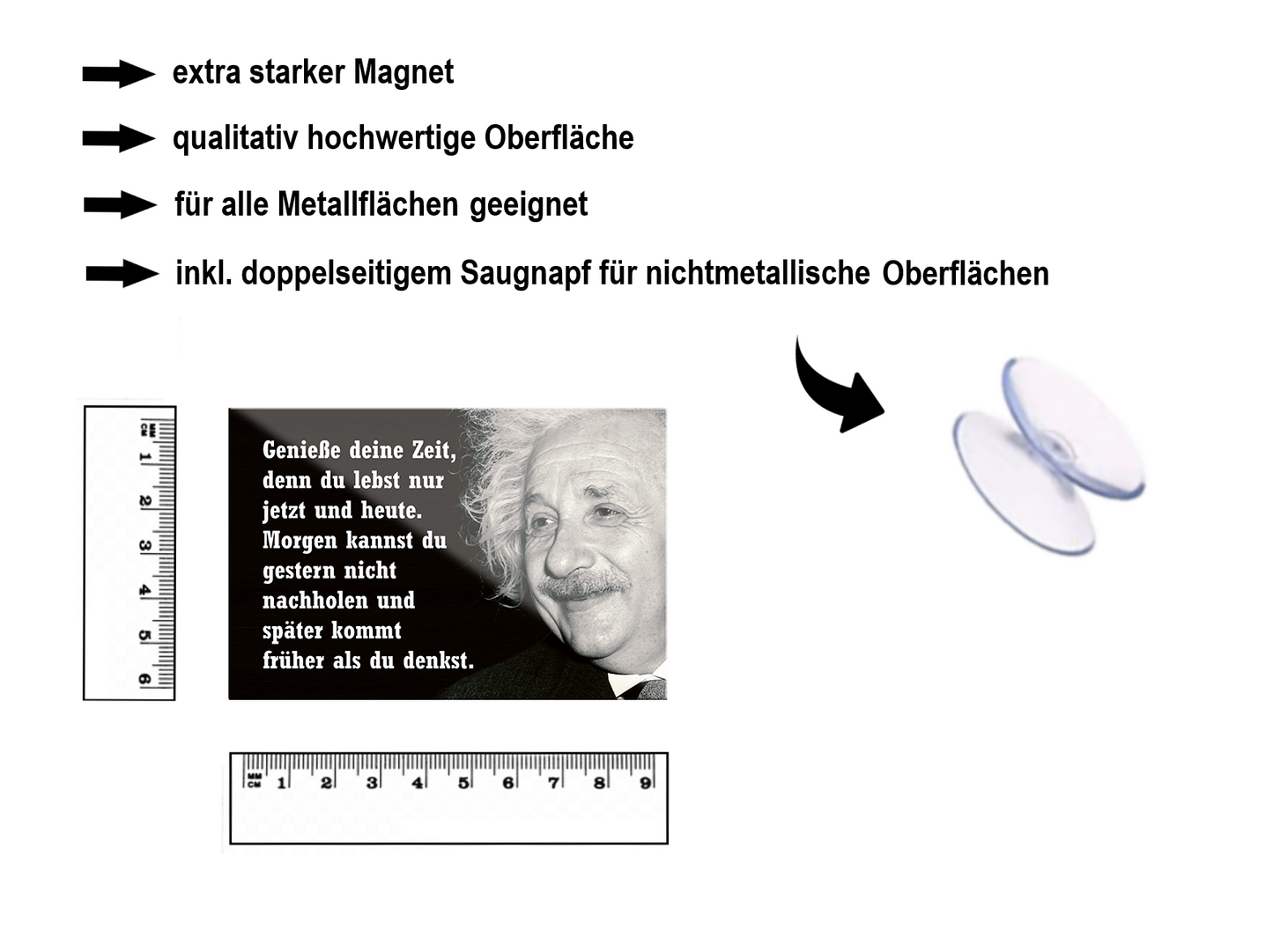 Magnet ''Genieße deine Zeit, denn du lebst nur jetzt und heute'' 9x6x0,3cm