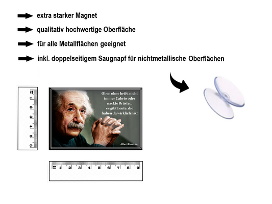 Magnet ''Oben ohne heißt nicht immer Cabrio (Einstein)'' 9x6x0,3cm