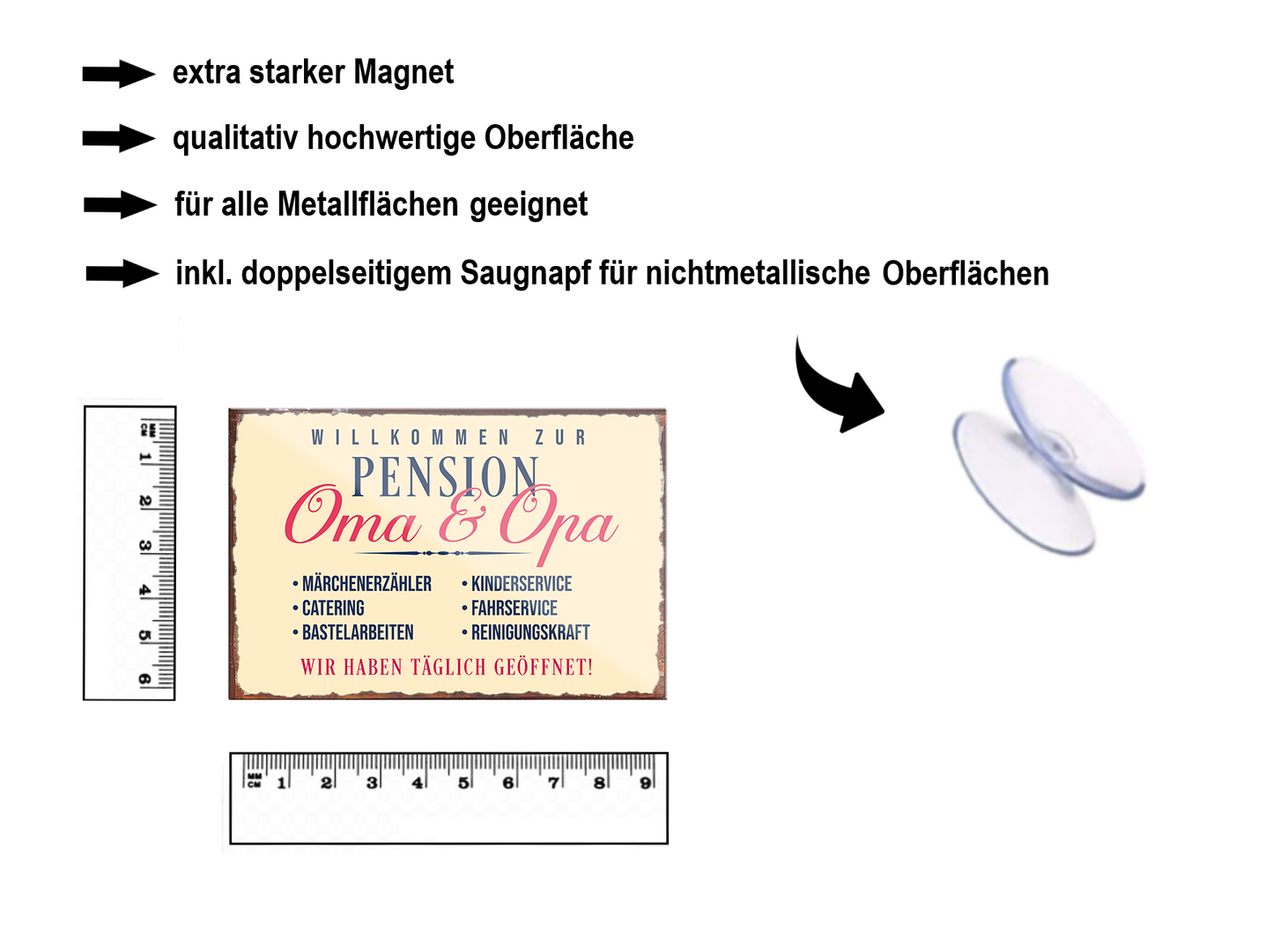 Magnet ''Willkommen zur Pension Oma & Opa'' 9x6x0,3cm