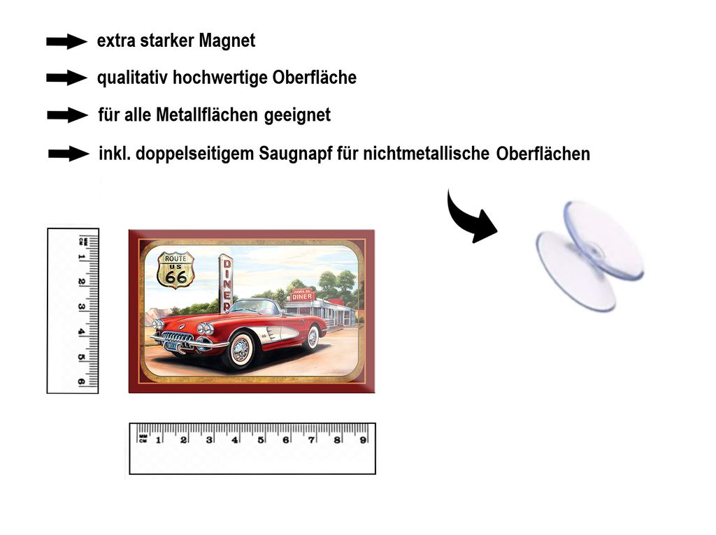 Magnet ''Route 66 Diner'' 9x6x0,3cm
