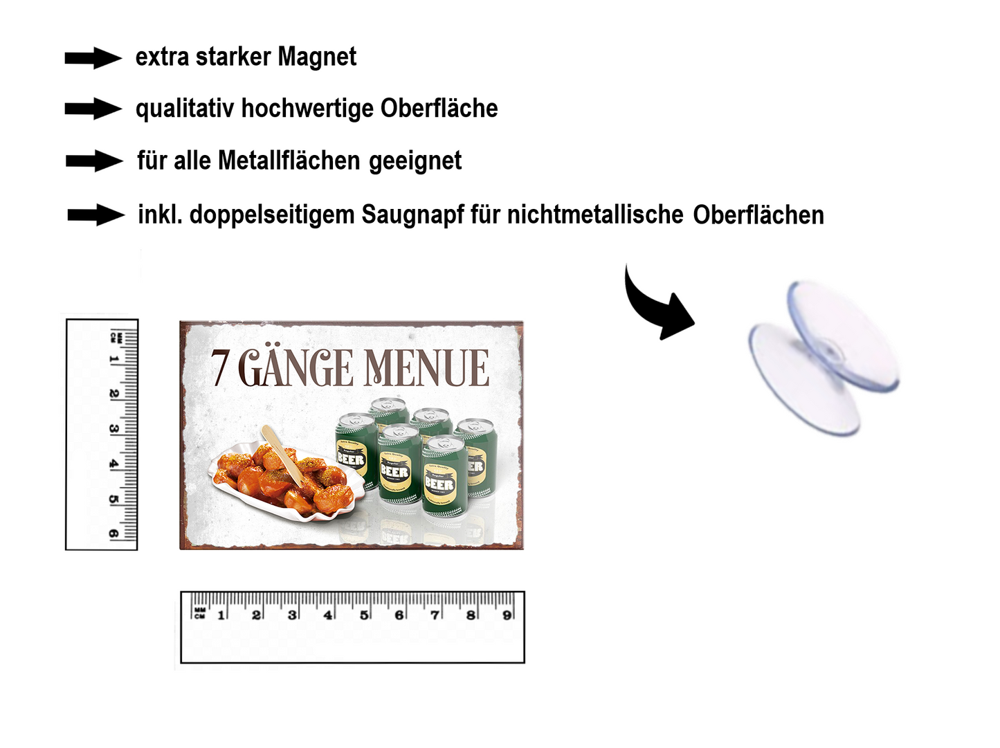 Magnet ''Sieben Gänge Menü'' 9x6x0,3cm