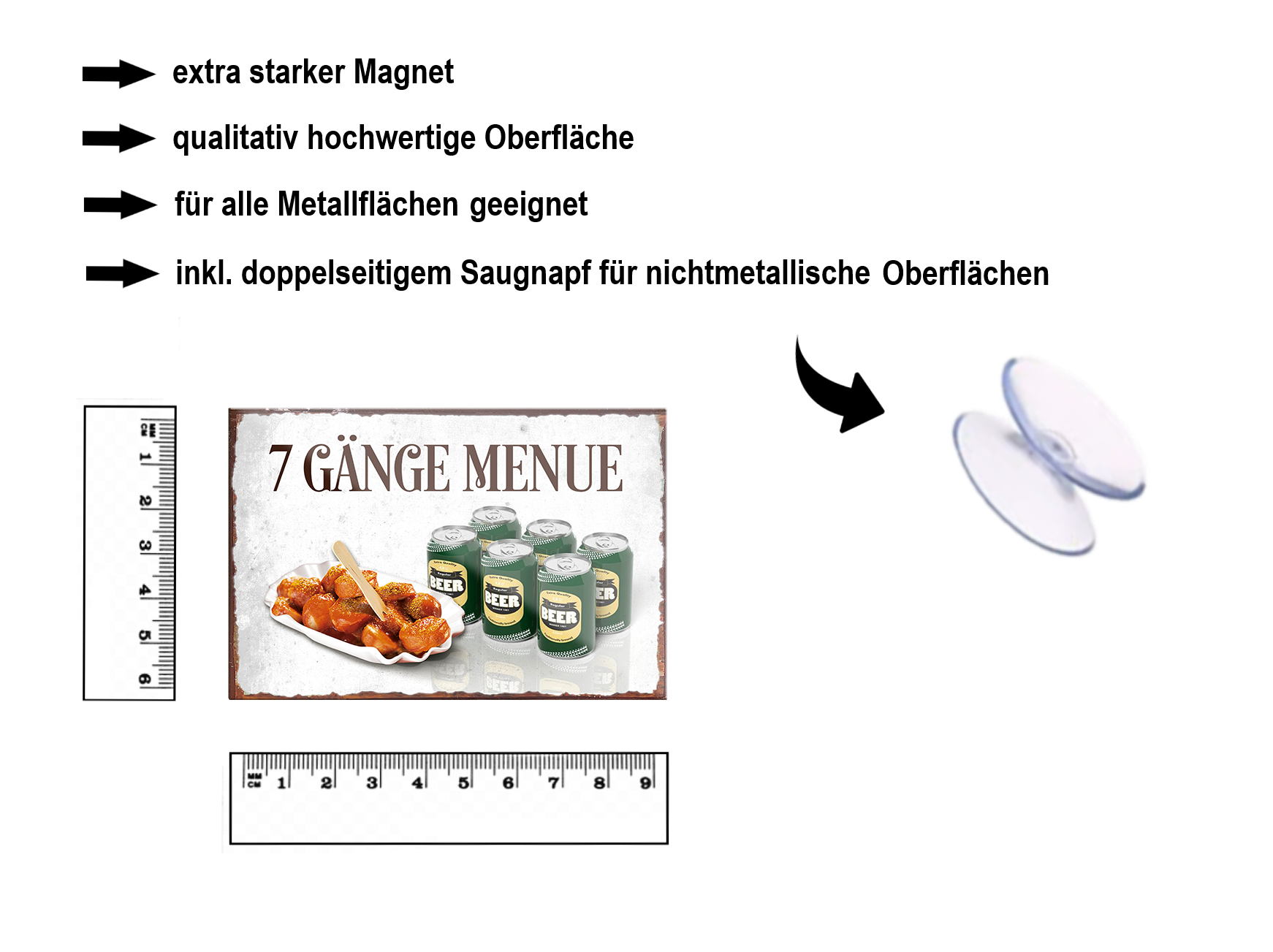 Magnet ''Sieben Gänge Menü'' 9x6x0,3cm