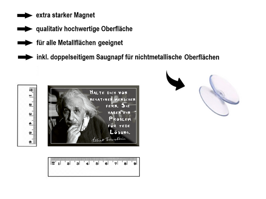 Magnet ''Halte dich von negativen Menschen fern (Einstein)'' 9x6x0,3cm