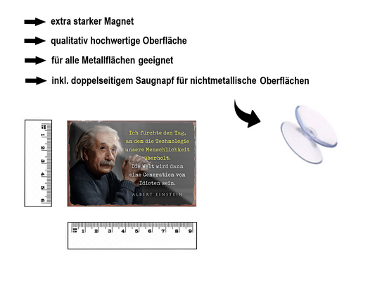 Magnet ''Ich fürchte den Tag an dem die Technologie (Einstein)'' 9x6x0,3cm
