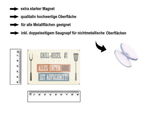 Magnet ''Grill Regel unter 500g Aufschnitt'' 9x6x0,3cm