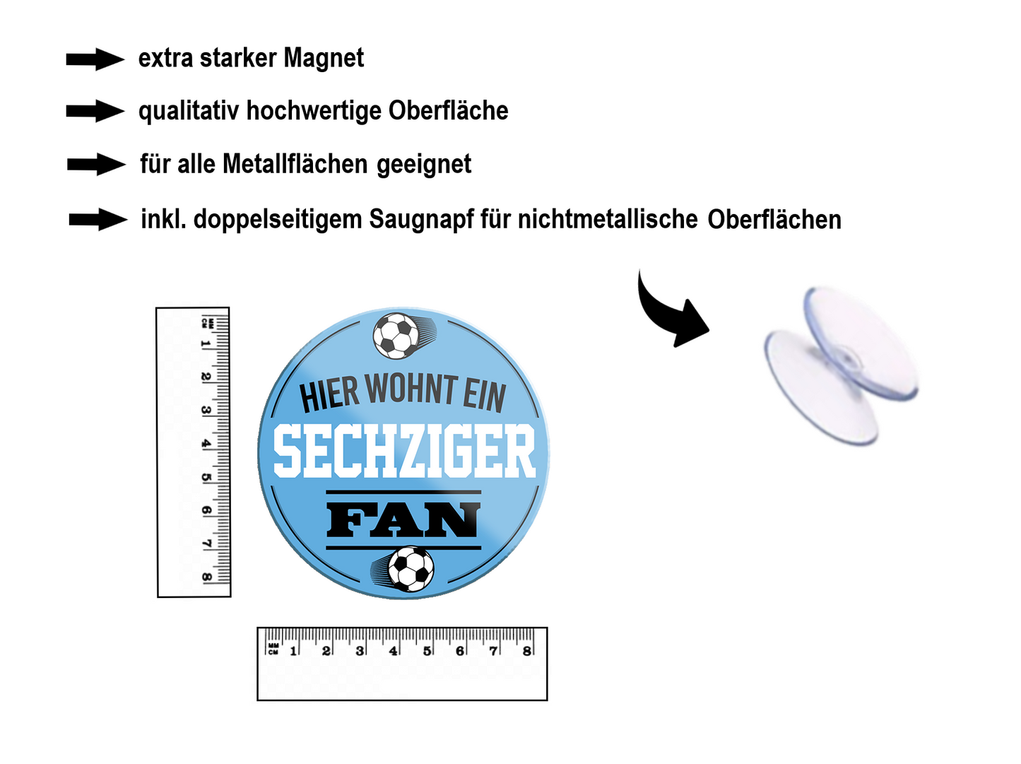 Magnet ''Sechziger Fan'' 8x8x0,3cm