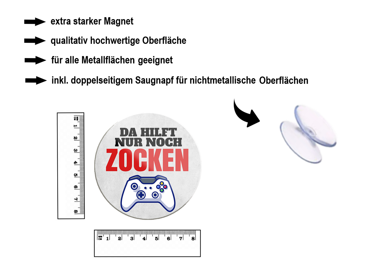 Magnet ''Da hilft nur noch Zocken'' 8x8x0,3cm