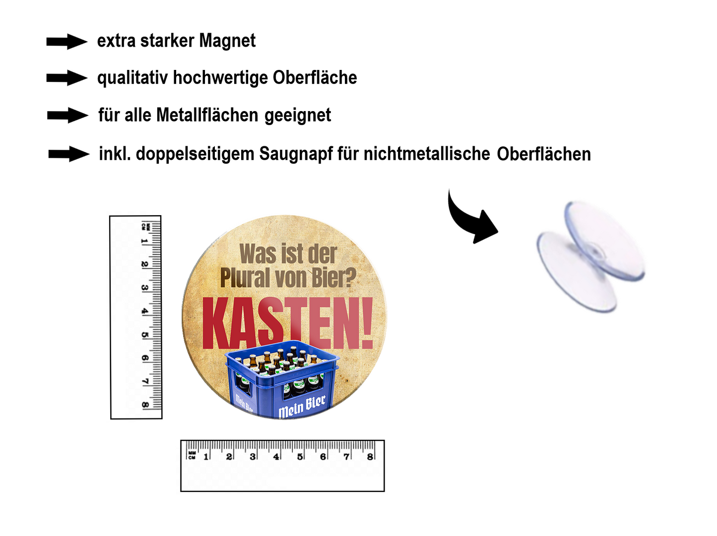 Magnet ''Was ist der Plural von Bier Kasten'' 8x8x0,3cm