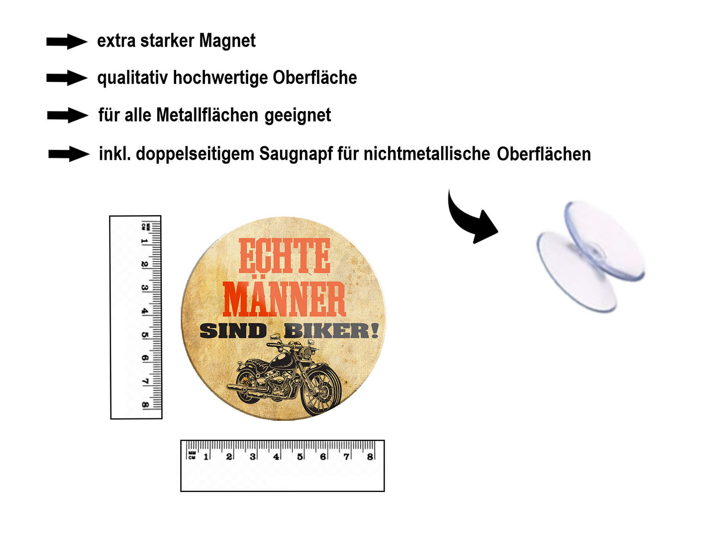 Magnet ''Echte Männer sind Biker'' 8x8x0,3cm