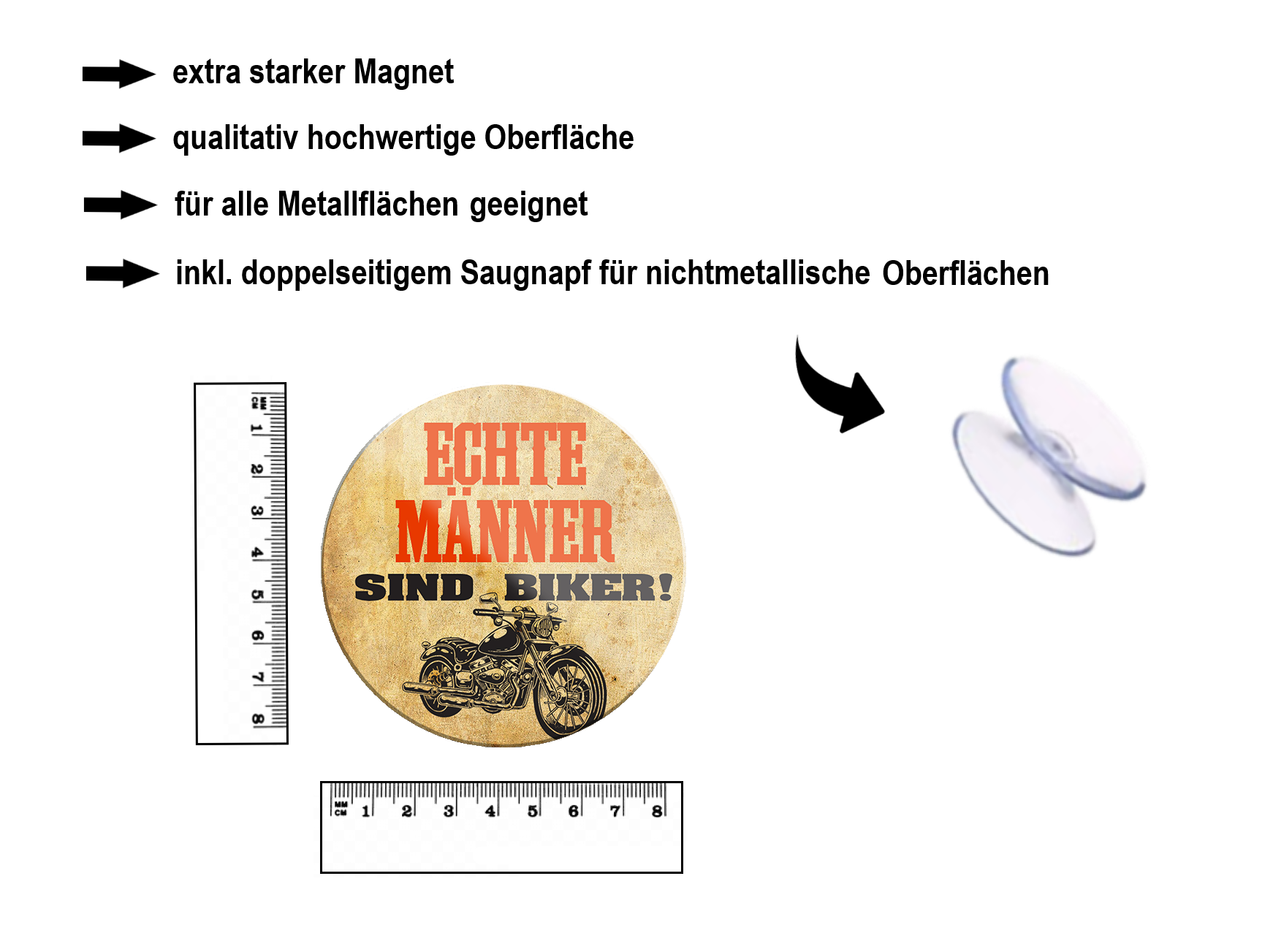 Magnet ''Real men are bikers'' 8x8x0.3cm