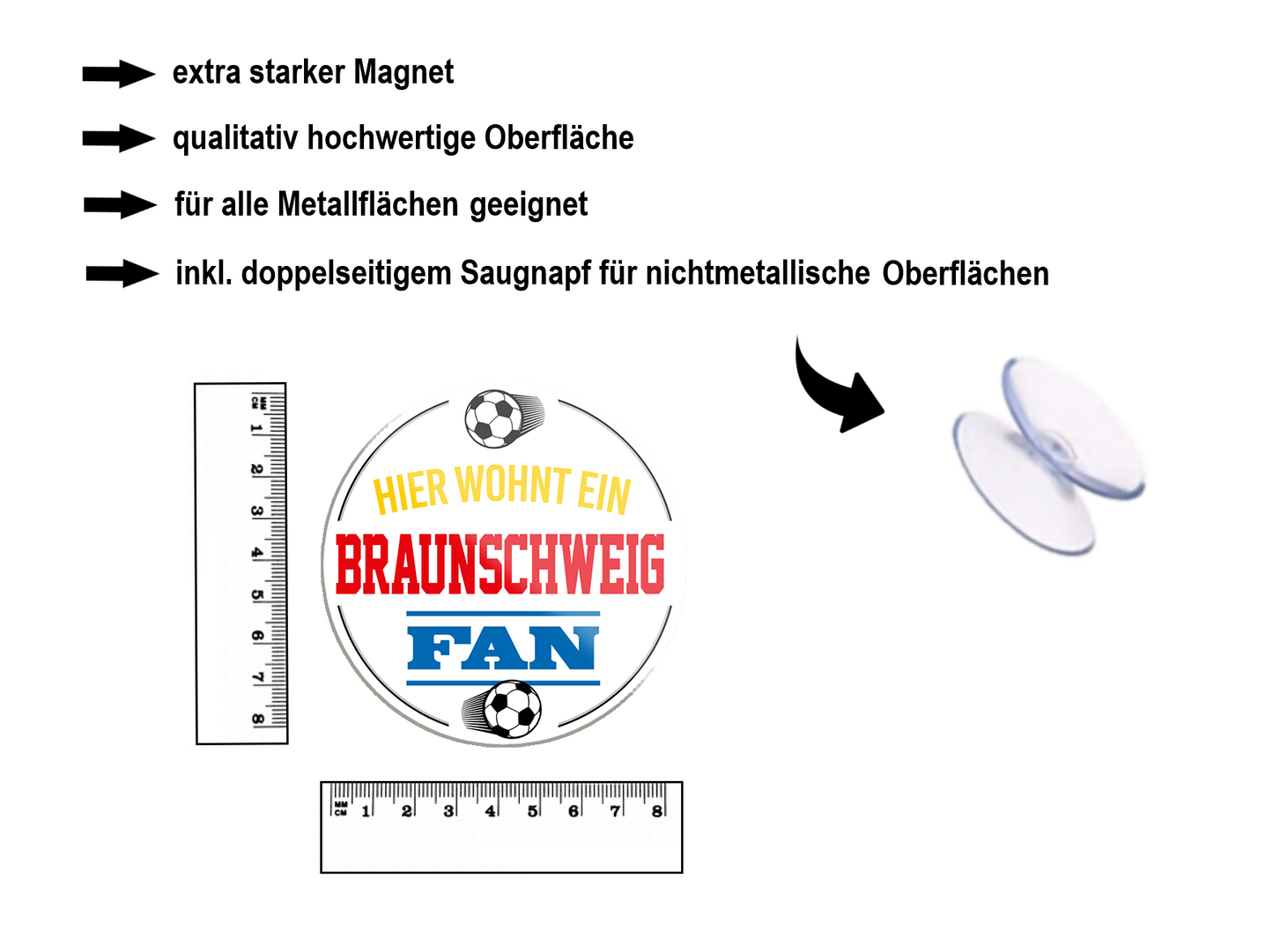 Magnet ''Braunschweig Fan'' 8x8x0,3cm
