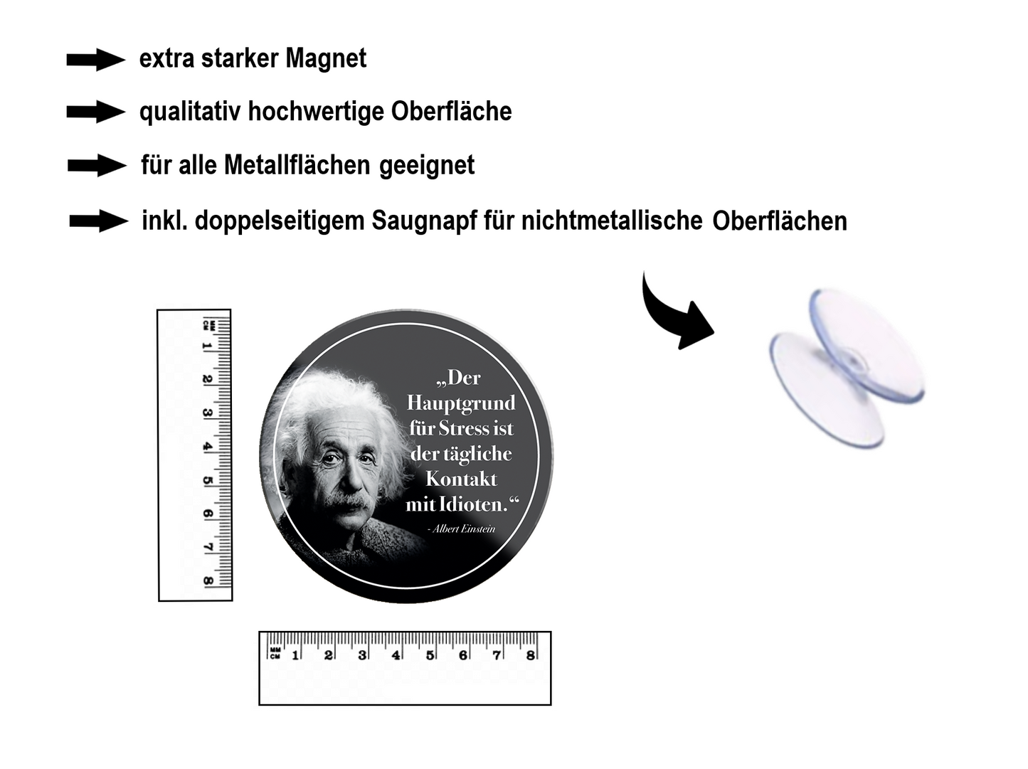 Magnet ''Der Hauptgrund für Stress (Einstein)'' 8x8x0,3cm