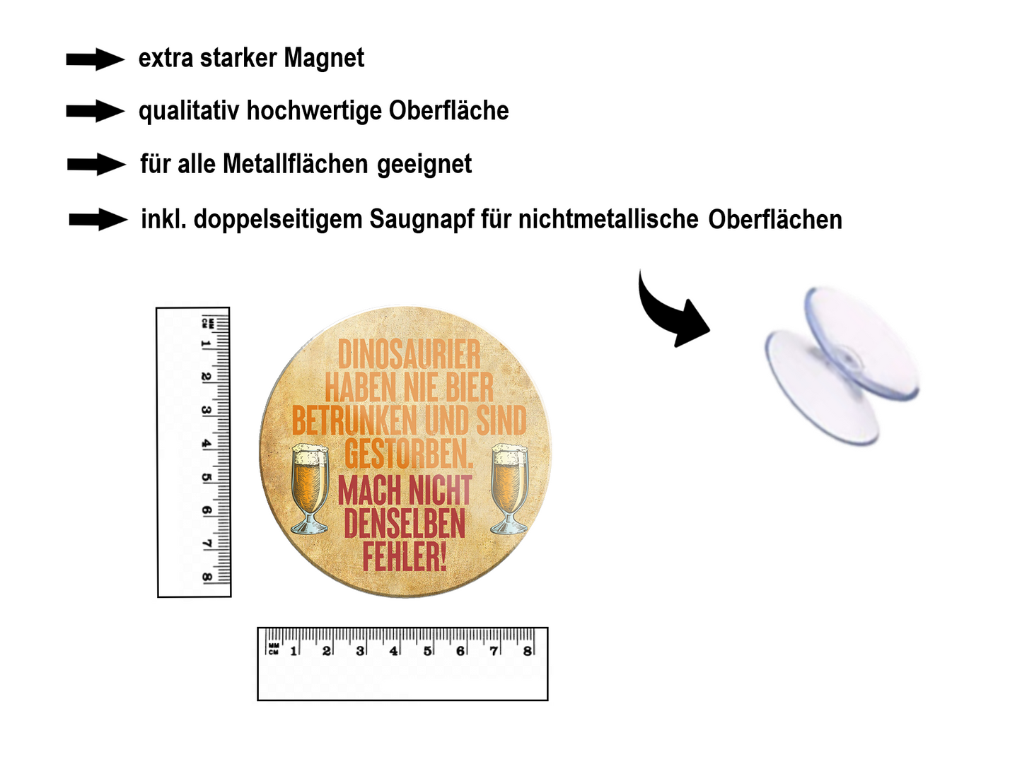 Magnet ''Dinosaurier haben nie Bier getrunken ausgestorben'' 8x8x0,3cm