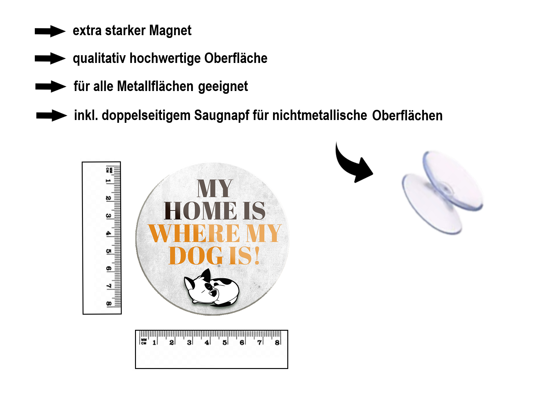 Magnet ''My home is where my dog is'' 8x8x0,3cm