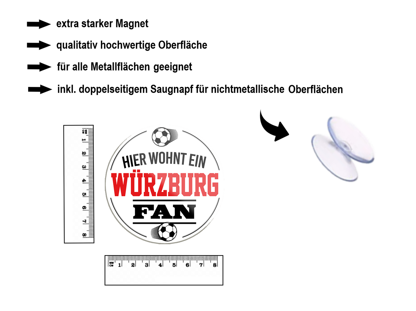Magnet ''Würzburg Fan'' 8x8x0,3cm