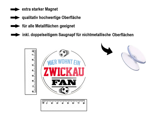 Magnet ''Zwickau Fan'' 8x8x0,3cm