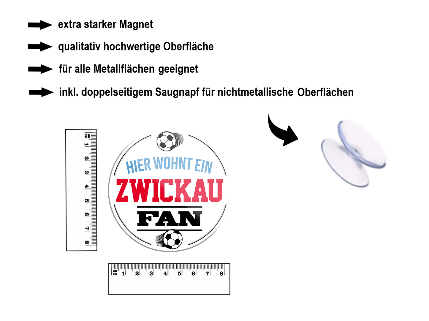 Magnet ''Zwickau Fan'' 8x8x0,3cm