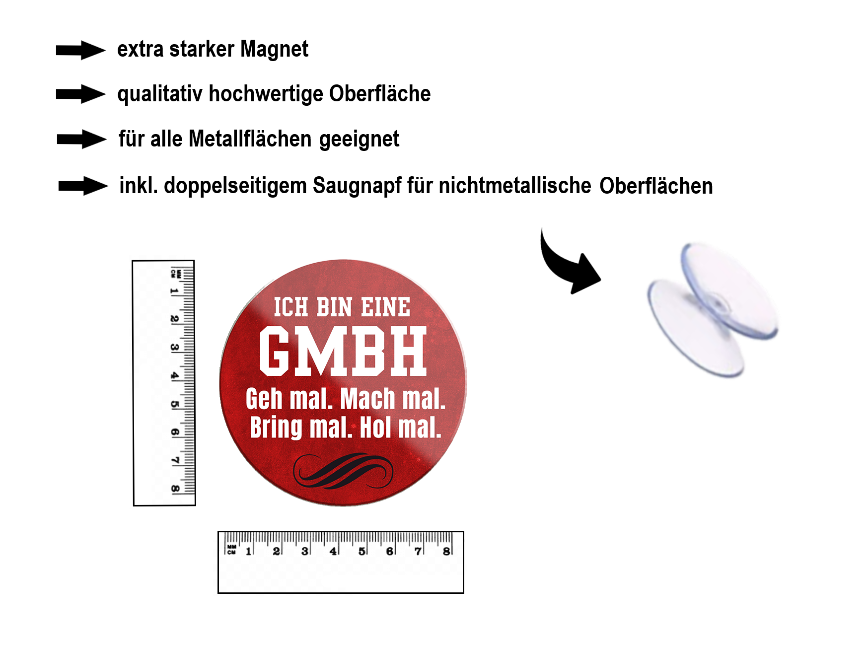 Magnet ''Ich bin eine GMBH. Geh mal, mach mal'' 8x8x0,3cm