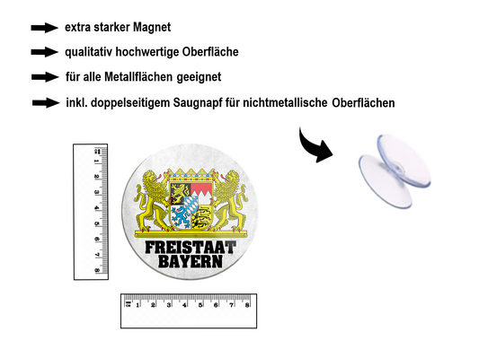 Magnet "Free State of Bavaria" 8x8x0.3cm