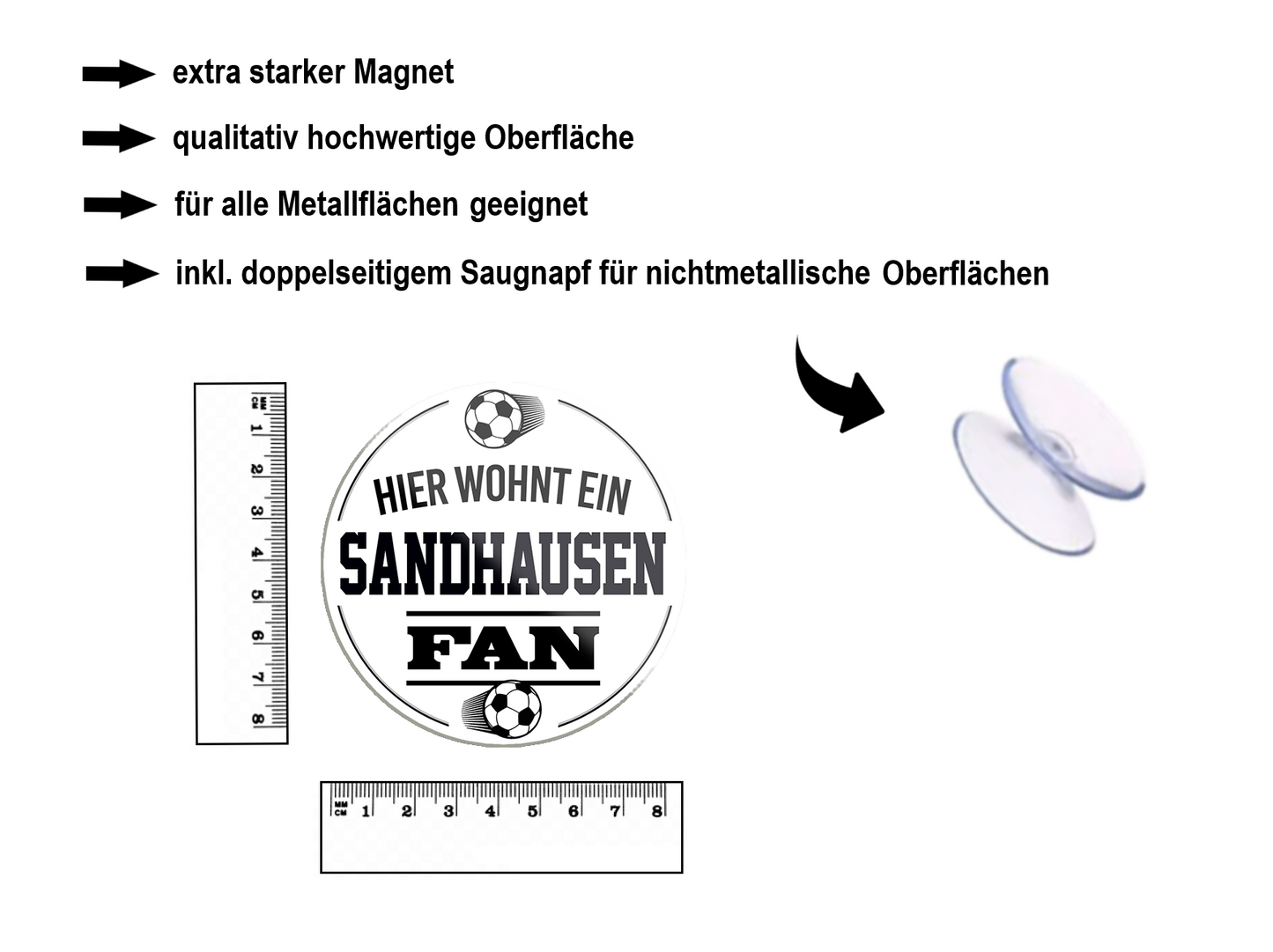 Magnet ''Sandhausen Fan'' 8x8x0,3cm