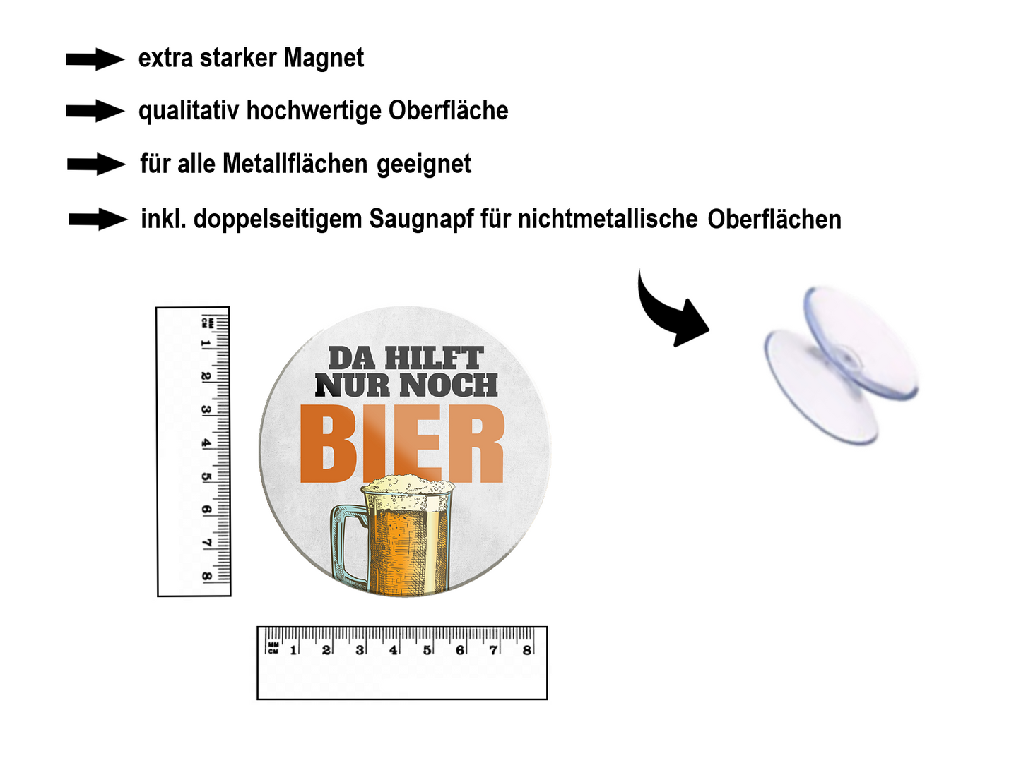 Magnet ''Da hilft nur noch Bier'' 8x8x0,3cm