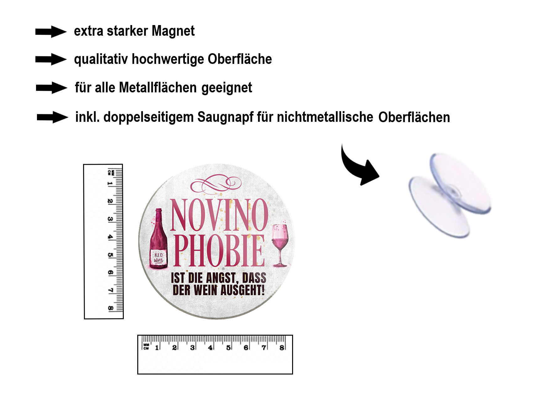 Magnet ''Novinophobie (grau)'' 8x8x0,3cm