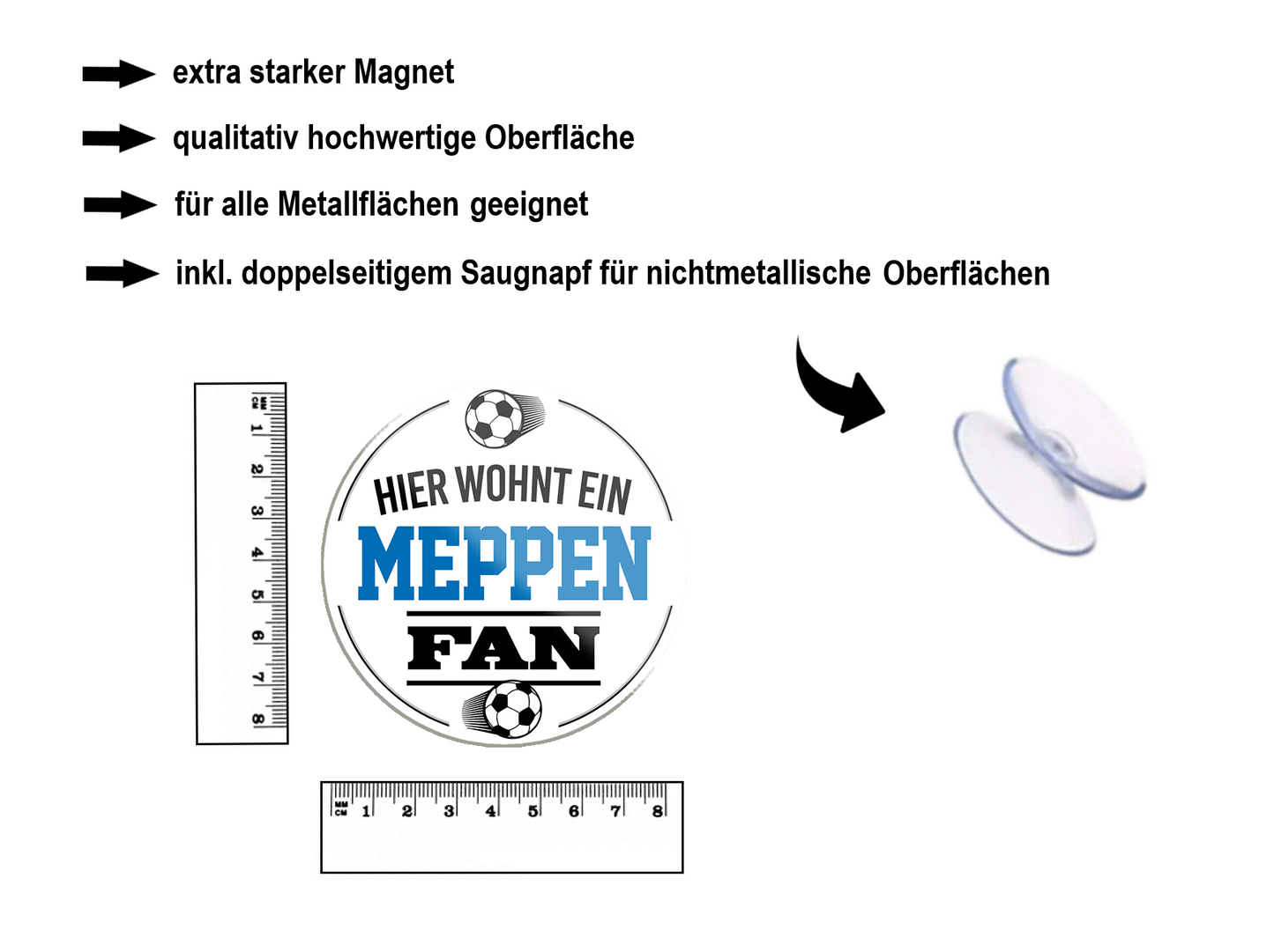 Magnet ''Meppen Fan'' 8x8x0,3cm